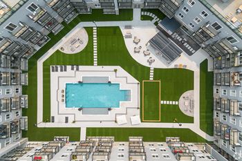 Aerial view of courtyard